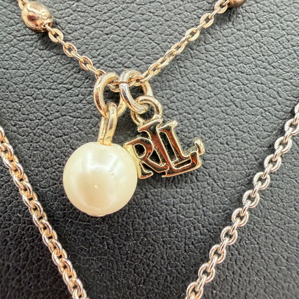 RALPH LAUREN Light Gold Heart Multi strand Pendant Necklace - Picture 3 of 8